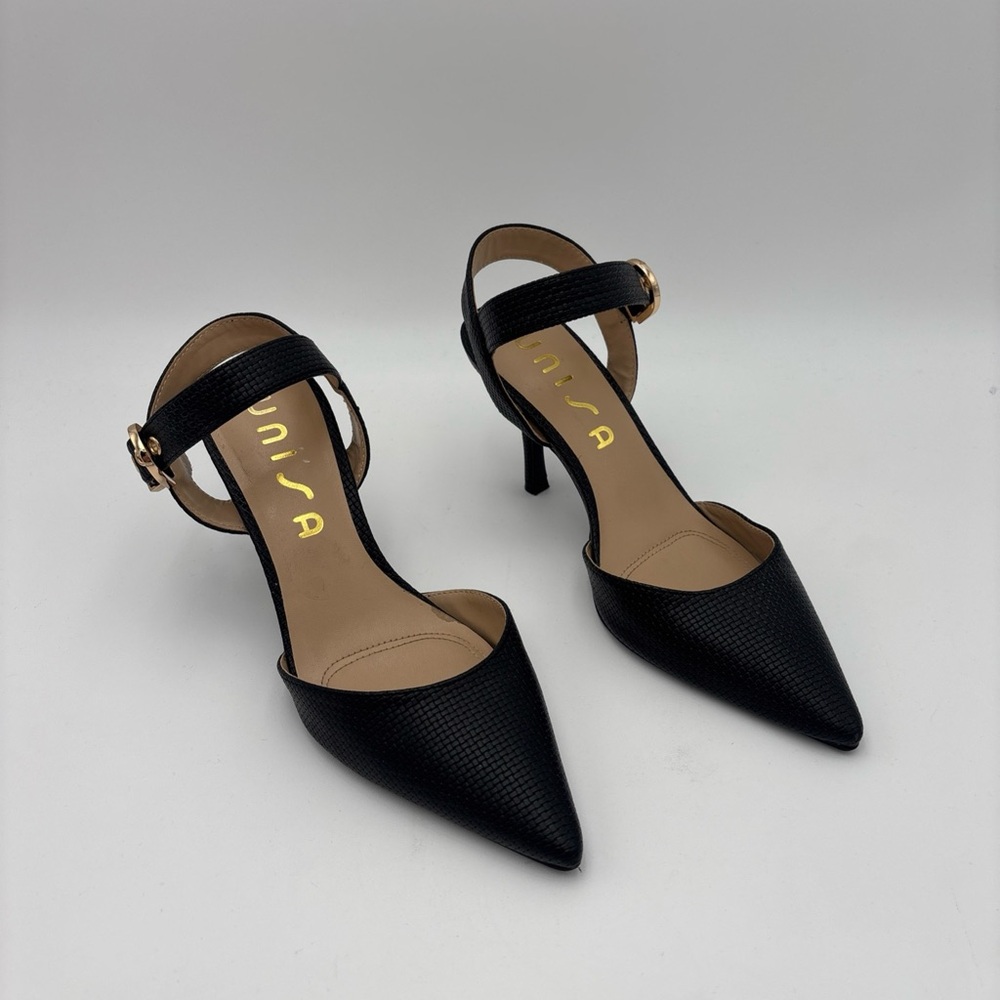Unisa Black Pointed‎ Heels with Ankle Strap